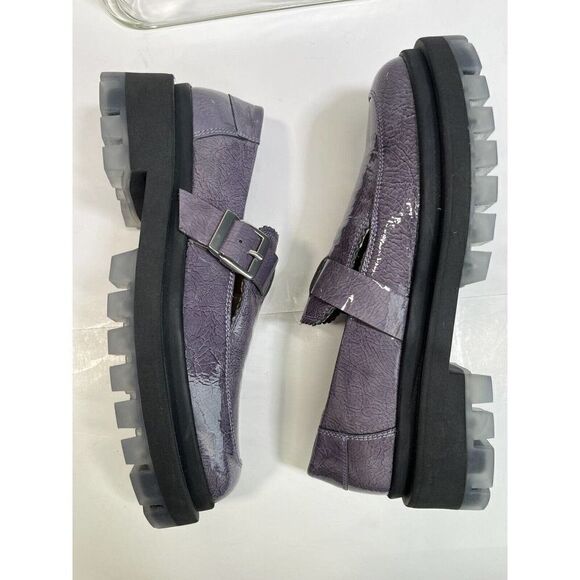 Free People Womens Purple Gray Loafer Lug Sole Patent Leather Shoes 40 EU 10 US - Picture 10 of 16